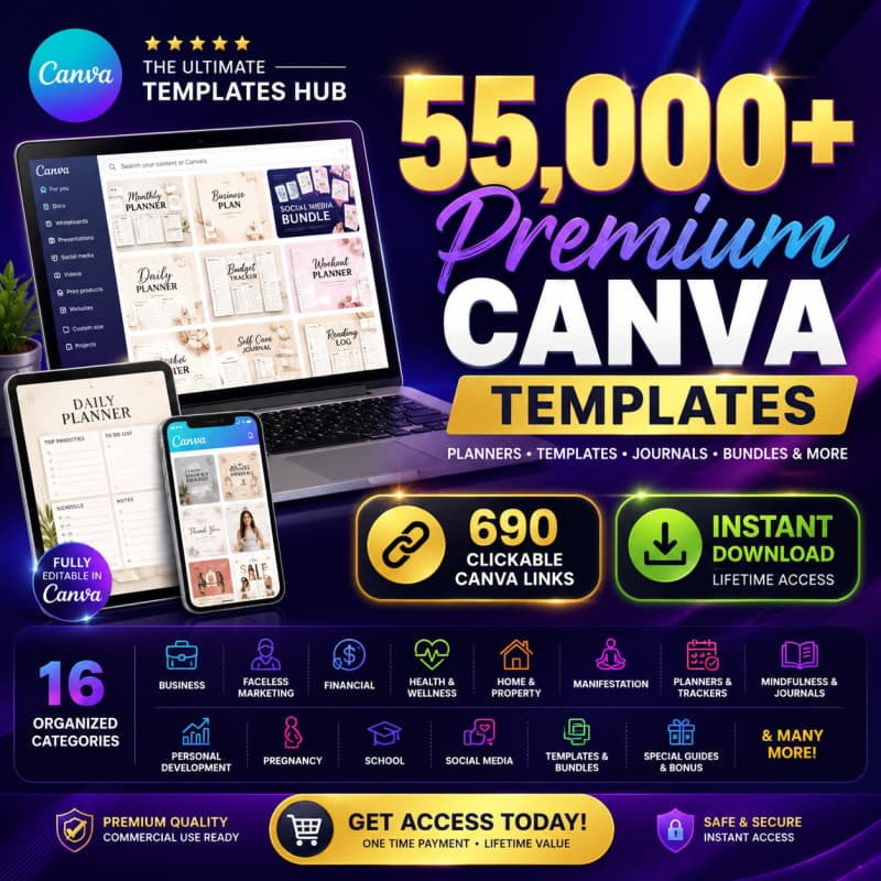 55000+ Canva Templete Mega Bundle & Digital Planner