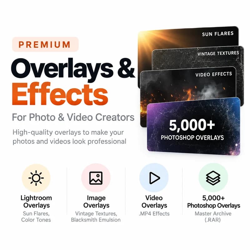 5,000+ Premium Photoshop & Video Overlays Bundle