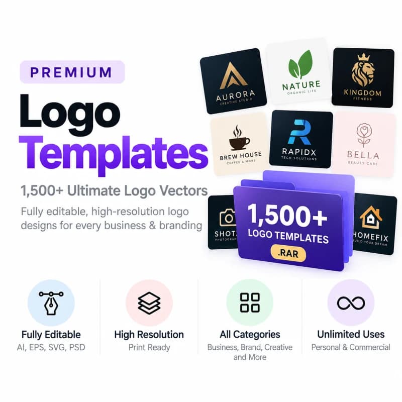 1,500+ Premium Vector Logo Templates Bundle Free Download